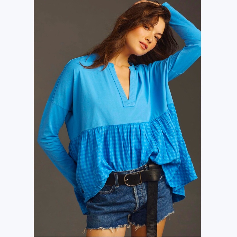 ANTHROPOLOGIE Pilcro Long-Sleeve Oversized Babydoll Top - Picture 4 of 10